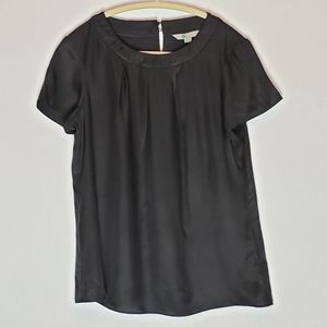 Boden Black Silk Blend Short Sleeve Blouse